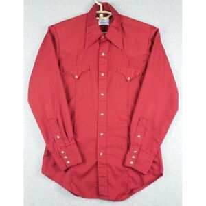 Vintage 70's Sears Westerner Western Wear Pearl Snap Sawtooth Shirt Medium Red